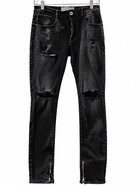 Kollar Black Destroyed Knee Skinny Jeans, distressed jeans, punk rock, edgy,#36